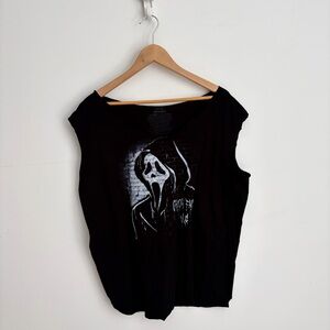 Black Graphic Sleeveless Horror Print Top